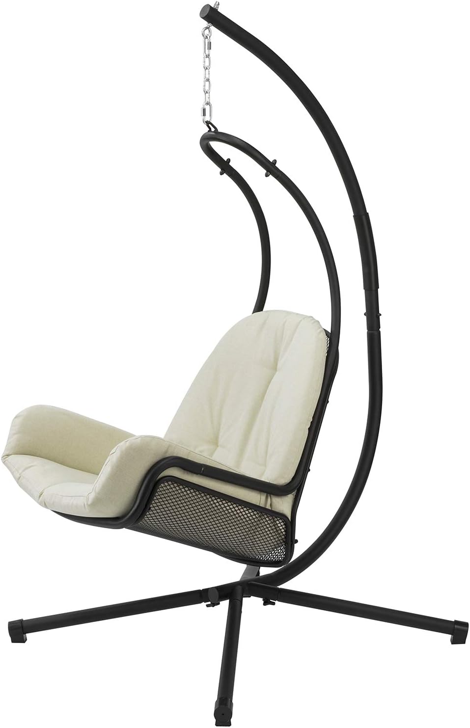 SoBuy Hängesessel inkl. Gestell - Max. 150 kg - 103 x 125 x 190 cm - Creme