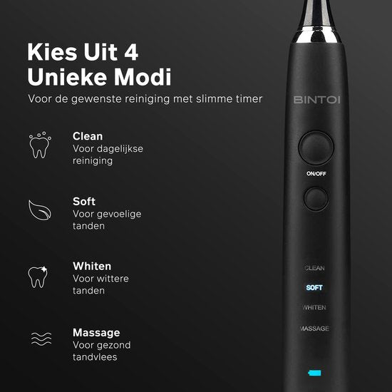Bintoi® iSonic Black Series D700 - Elektrische Zahnbürste - Ultra Whitening