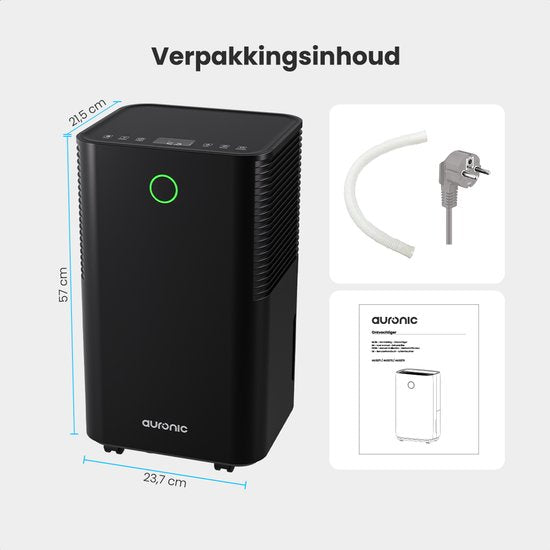 Auronic Luftentfeuchter – Compact-Serie – 10 l pro Tag – 2 l Wassertank – Wasch- und Trocknungsfunktion – Schlafzimmer, Badezimmer und Wohnzimmer – Luftentfeuchter für den Hausgebrauch – Schwarz