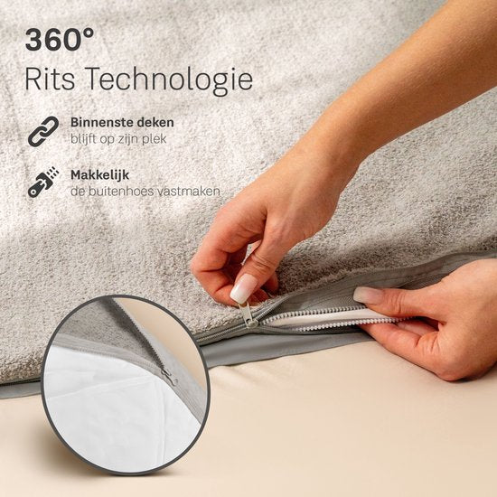 CozySense® Deckenbezug 140x200 - Doppelseitiges Material - für jede Jahreszeit - 360°-Reißverschlusstechnik - hypoallergen & OEKO-TEX® - Grau