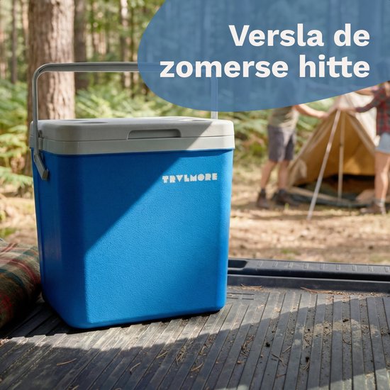 TRVLMORE Cool Box 26L - 65-Stunden-Kühlung - Kühlbox - Inklusive 2 Kühlelemente - Blau