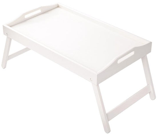 Ceruzo Frühstück-im-Bett-Tablett – Zusammenklappbarer Betttisch aus Bambus, 50 x 30 cm – Weiß