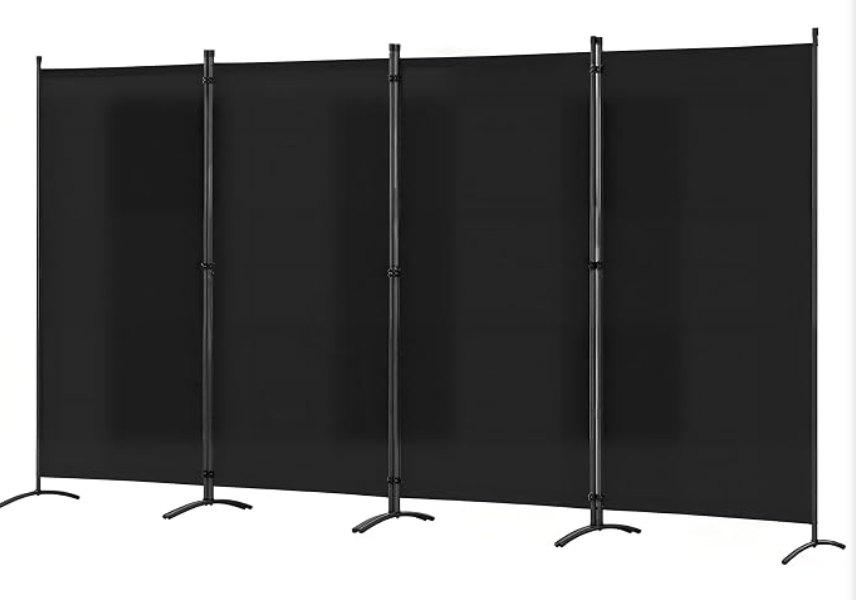 Angel Living Raumteiler mit Rollen, 4-teilig – Schwarz – 324 x 180 cm – Zusammenklappbar