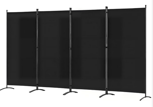 Angel Living Raumteiler mit Rollen, 4-teilig – Schwarz – 324 x 180 cm – Zusammenklappbar