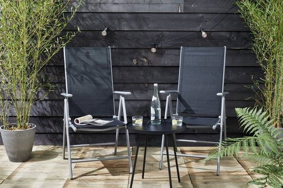 909 Outdoor - Gartenstühle - 2er Set - verstellbare Rückenlehne - klappbar - Sitzstühle - Aluminium und Textil - 69 x 56 x 106 cm