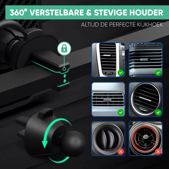 Serve 3in1 Bluetooth FM Transmitter, Telefonhalterung Auto & drahtloses Schnellladegerät 15W - Car Kit für Musik - Telefonhalterungen Autozubehör - berührungsloses Autoladegerät - Lüftungshalterung