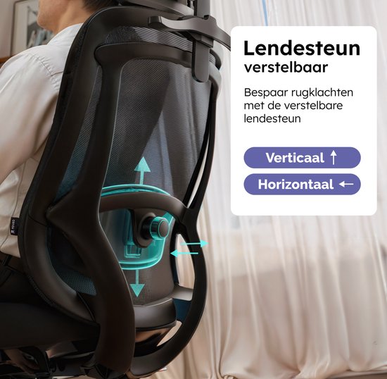 Roveo Ergonomischer Bürostuhl - Büro-Gaming-Stuhl - Spielstuhl für Erwachsene - Spielstuhl - Schwarz