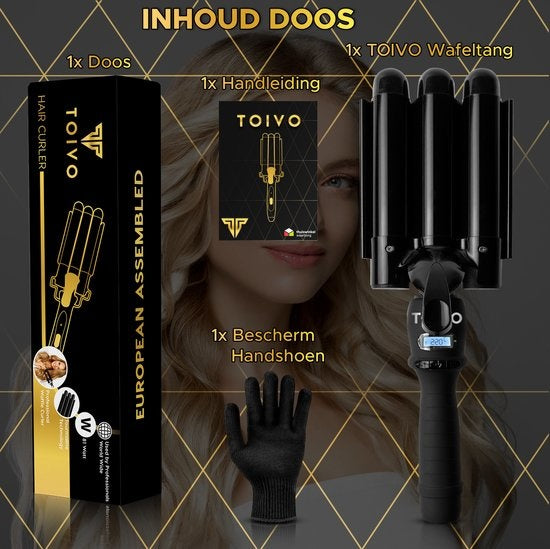 Toivo Waffeleisen HS31 ProCare - Tri-Blade-Technologie - 25MM - Wellen-Lockenstab - Wellen-Lockenstab - Waver