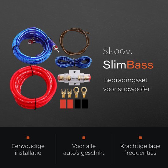 Skoov Kabelsatz für Auto-Subwoofer und Verstärker - Kabelsatz - Kompletter Audio-Kabelsatz - Geeignet für Car Sound Systeme