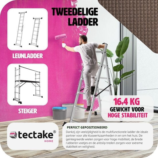 tectake 401668 Multifunktionsleiter - Gerüstgestell - Arbeitshöhe 1m