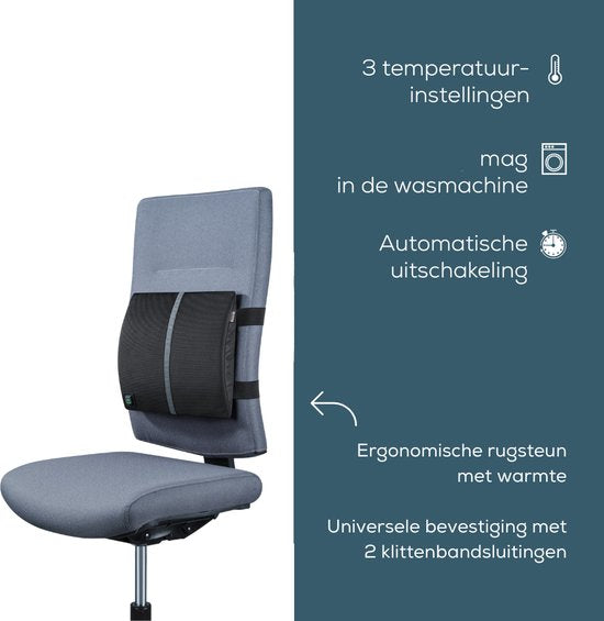 Beurer HK 70 Ergonomisches Wärmekissen für Rücken & Stuhl - Universalbefestigung - Geeignet für Auto & Schreibtisch - Schnelles Aufheizen - Automatische Abschaltung - Ergonomisch