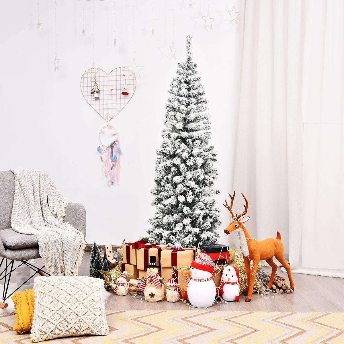 Coast Pencil Weihnachtsbaum mit Schnee - mit Metallsockel - 180 cm
