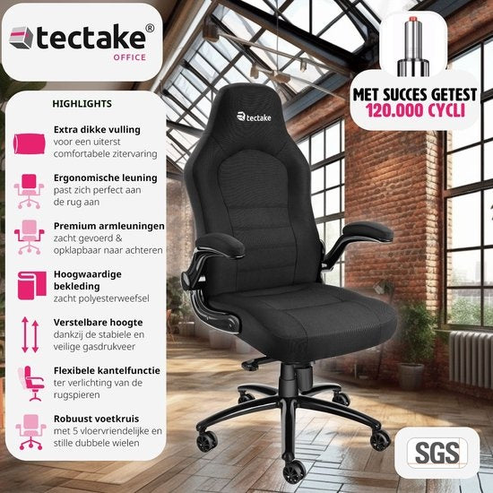 tectake - Bürostuhl Gaming Stuhl - Luxus Schreibtischstuhl Bürostuhl - Racing Stuhl Schreibtischstuhl Gaming Stuhl Springsteen - schwarz