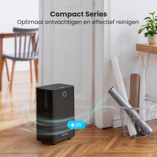 Auronic Luftentfeuchter – Compact-Serie – 10 l pro Tag – 2 l Wassertank – Wasch- und Trocknungsfunktion – Schlafzimmer, Badezimmer und Wohnzimmer – Luftentfeuchter für den Hausgebrauch – Schwarz