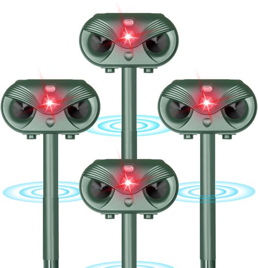 Katzenabwehr - 4 Stück - Ultraschall-Mausabwehr - Solarbetrieben - Gegen Ungeziefer - Grün - von Faas