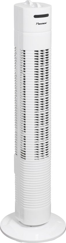 Bestron Turmventilator, Ventilator mit 3 Geschwindigkeitsstufen & 75° Grad Drehfunktion, inkl. Timer, Höhe: 78 cm, 35W, AFT760W, Farbe: weiß
