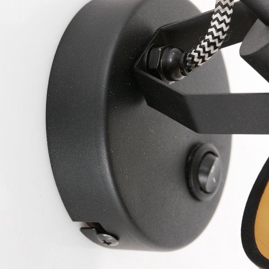 1 Spotlampe Ornoir 3333ZW, schwarz mit goldfarbenem Lampenschirm – dreh- und neigbar – Metall und Textil – Mexlite – modern – für den Innenbereich