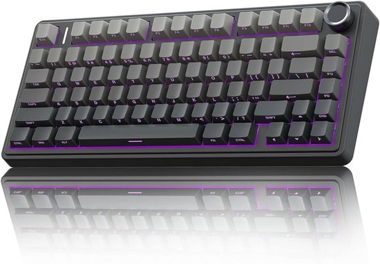 EPOMAKER x AULA F75 - Schwarz/Grau - Mechanische Funktastatur - RGB - 75% - QWERTY - Gaming Tastatur - Leobog Reaper Switch