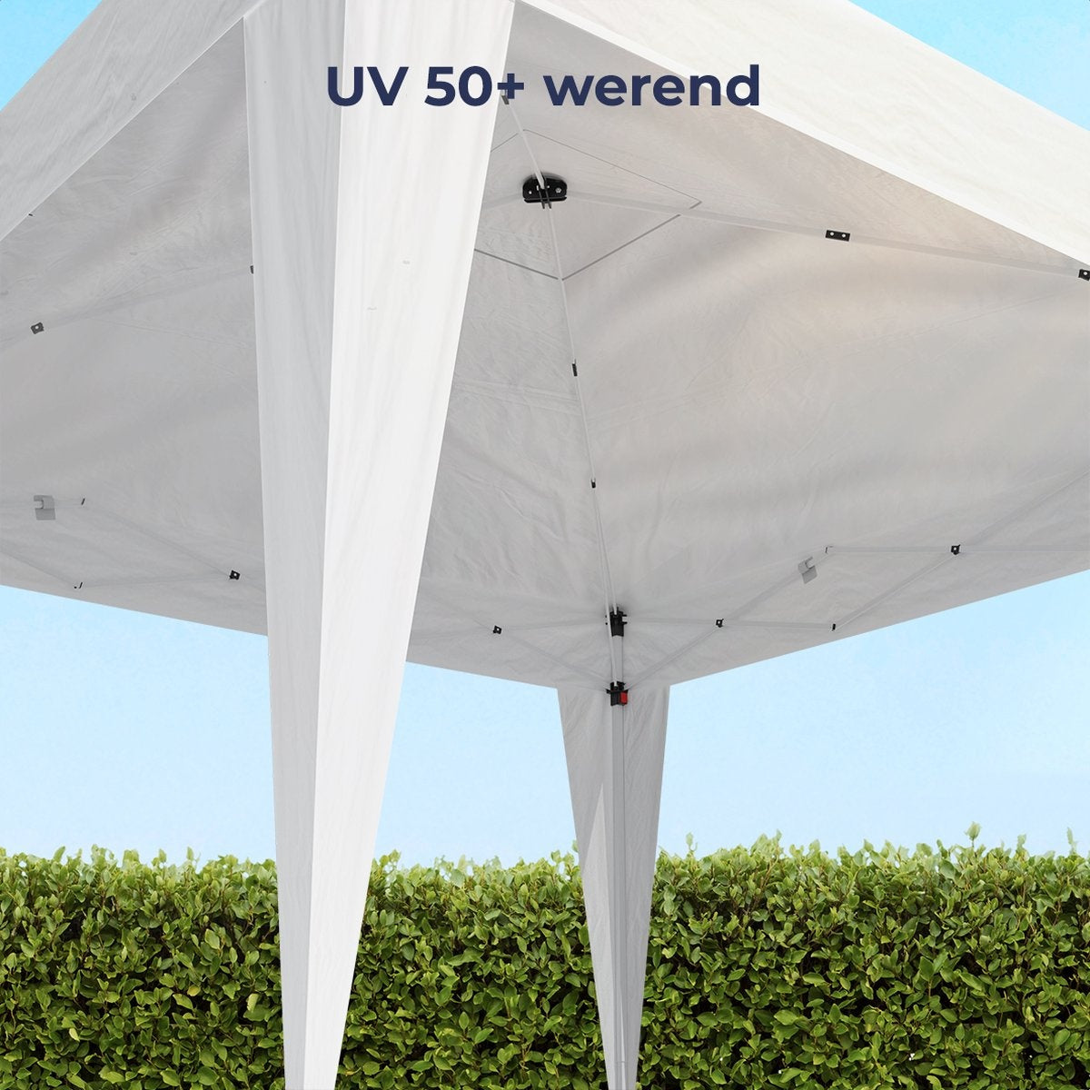 LifeGoods Partyzelt - Pavillon - 3x3 m - leicht aufbaubar - faltbar - wasserdicht - Tragetasche mit Rädern - weiß