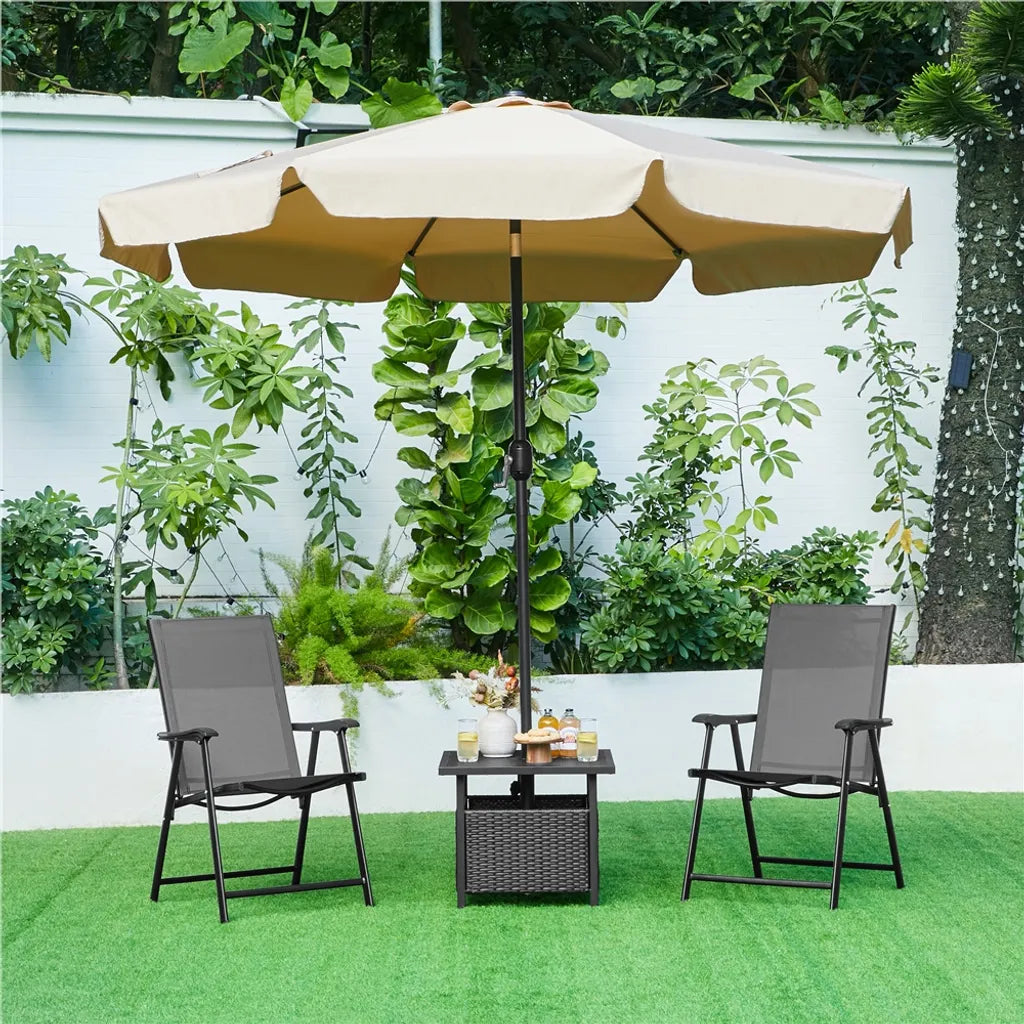 Yaheetech Gartenstühle - 2er Set - klappbar - hohe Rückenlehne - belastbar bis 150 kg - Schwarz