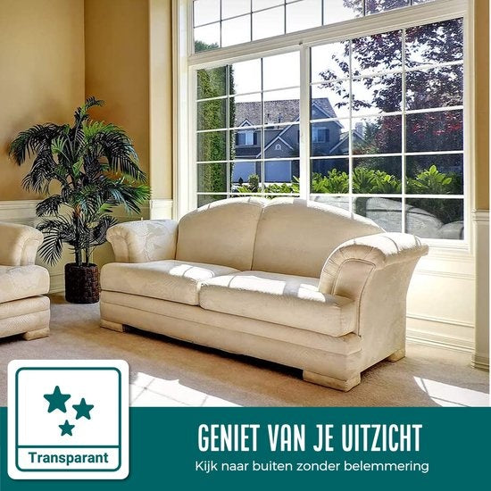 Homewell Fensterfolie HR++ 120x300cm - 99% UV-Schutz - Statisch selbstklebend - Isolierend - Transparent