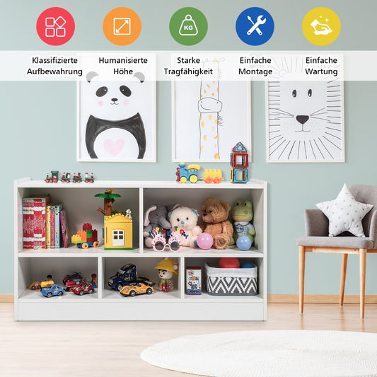 Coast Spielzeugschrank für Kinder aus Holz Regal für Kinder 111 x 30 x 61,5 cm weiß