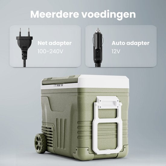 Auronic Electric Cool Box - Kompressor - 50L - 12V und 240 Volt - Camping Kühlschrank - Frigobox Auto - Mit Rädern und Griff - Grün