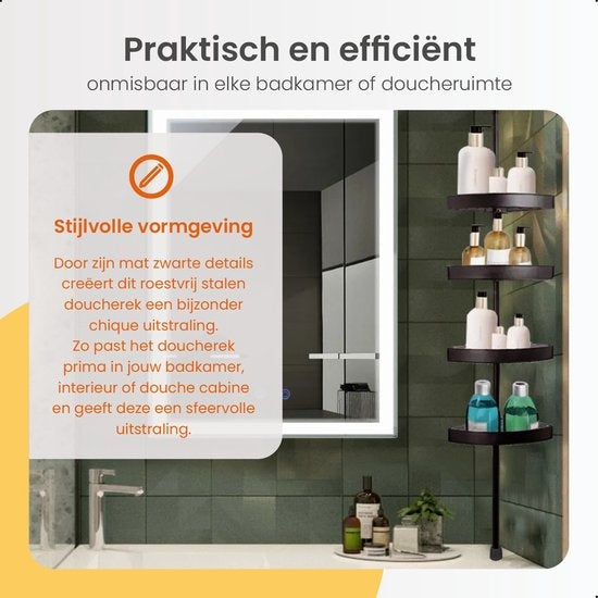 Goliving Duschständer - Bohrfreier Duschständer - Teleskopischer Duschständer - Für Decken bis zu 2,9m Höhe - Dichtes Design - Schwarz