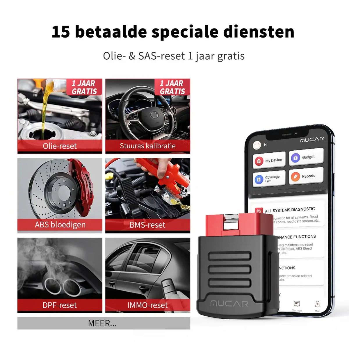 MUCAR BT200 Pro OBD2-Scanner mit Bluetooth, lebenslang kostenlose Vollsystemdiagnose, 15 Reset-Dienste (1 Jahr kostenlos), alle OBD2-Funktionen, kompatibel mit über 128 Automarken, für iOS und Android