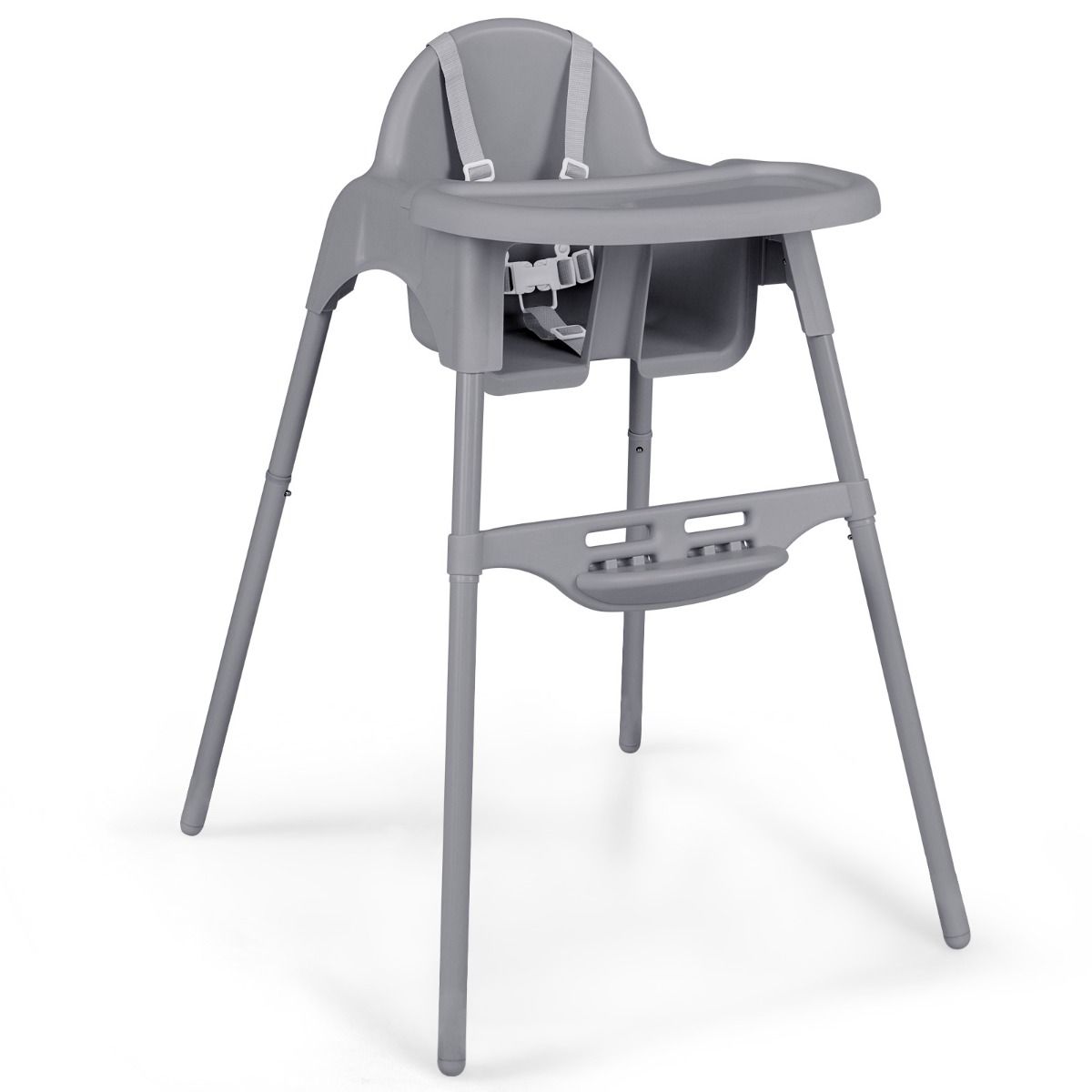 Coast 4-in-1-Kinderstuhl – umbaubar zum Kleinkindstuhl und zur Sitzerhöhung – verstellbares Tablett und Fußstütze – grau