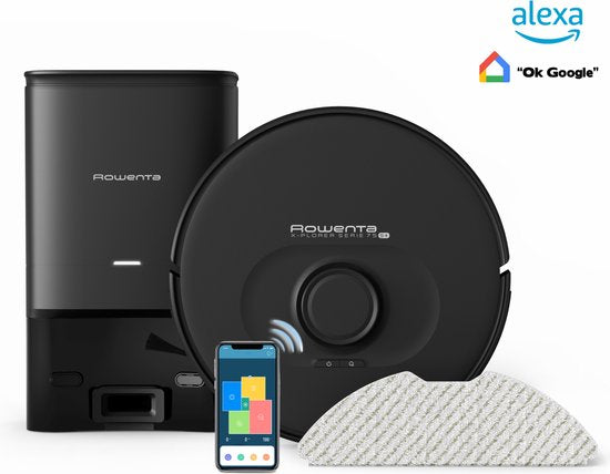 Rowenta X-Plorer Series 75S+ RR8585 - Staubsaugerroboter mit Wischfunktion - Automatische Entladestation - Schwarz