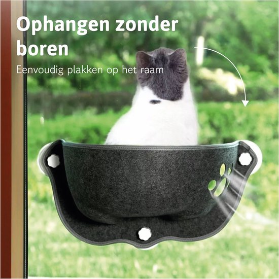 LBB Katzenhängematte - Für Fenster - Schalenform - Katzenkorb - Fenster - Hängematte Katze - Tiere - Katzenbett - Katzenkorb - Schlafplatz - Liegeplatz - Grau