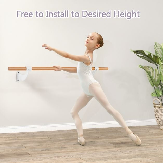 Ballett-Wandstange 120 cm Einzelne Ballettstange Ballettausrüstung in Buche für Yoga und Stretching für Kinder & Erwachsene