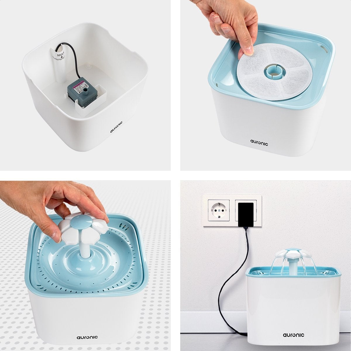 Auronic Trinkbrunnenfilter - 6 Stück - 3-lagig - für Auronic Trinkbrunnen AU3014