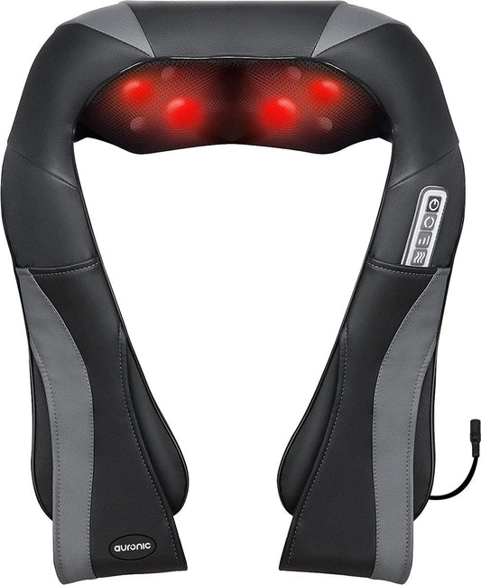 Auronic Shiatsu Massagekissen - mit Wärmefunktion - 8 Massageknöpfe - Infrarot - Schwarz