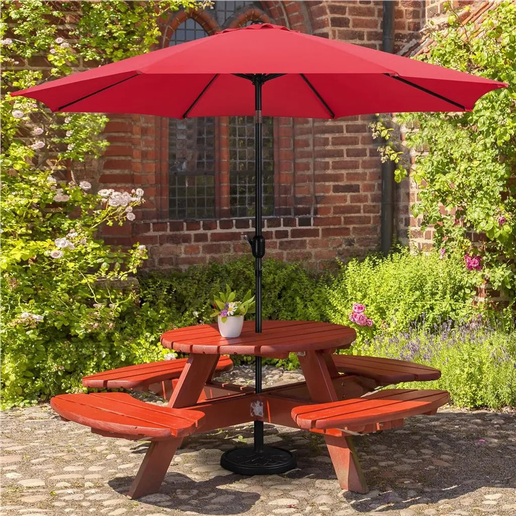 Yaheetech Sonnenschirm Ø 300 cm – Rot – Neigbarer Gartenschirm mit Schwenkmechanismus und UV50+-Schutz
