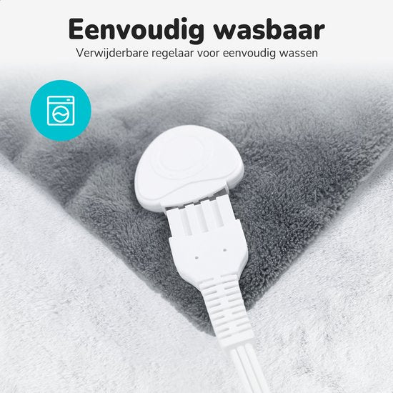 Bloomfold - Heizdecke - 180 x 160 cm - waschbar - 2 Personen - 9 Stufen - Mit Timer - Flanell- Grau