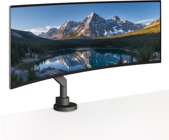 Skoov Monitorarm mit Gasfeder - Für 13 bis 57 Zoll - 27KG Tragfähigkeit - Breitbildschirm - Halterung für 1 Bildschirm - Monitor - Ständer - Halterung - Extra stabil - Schwarz