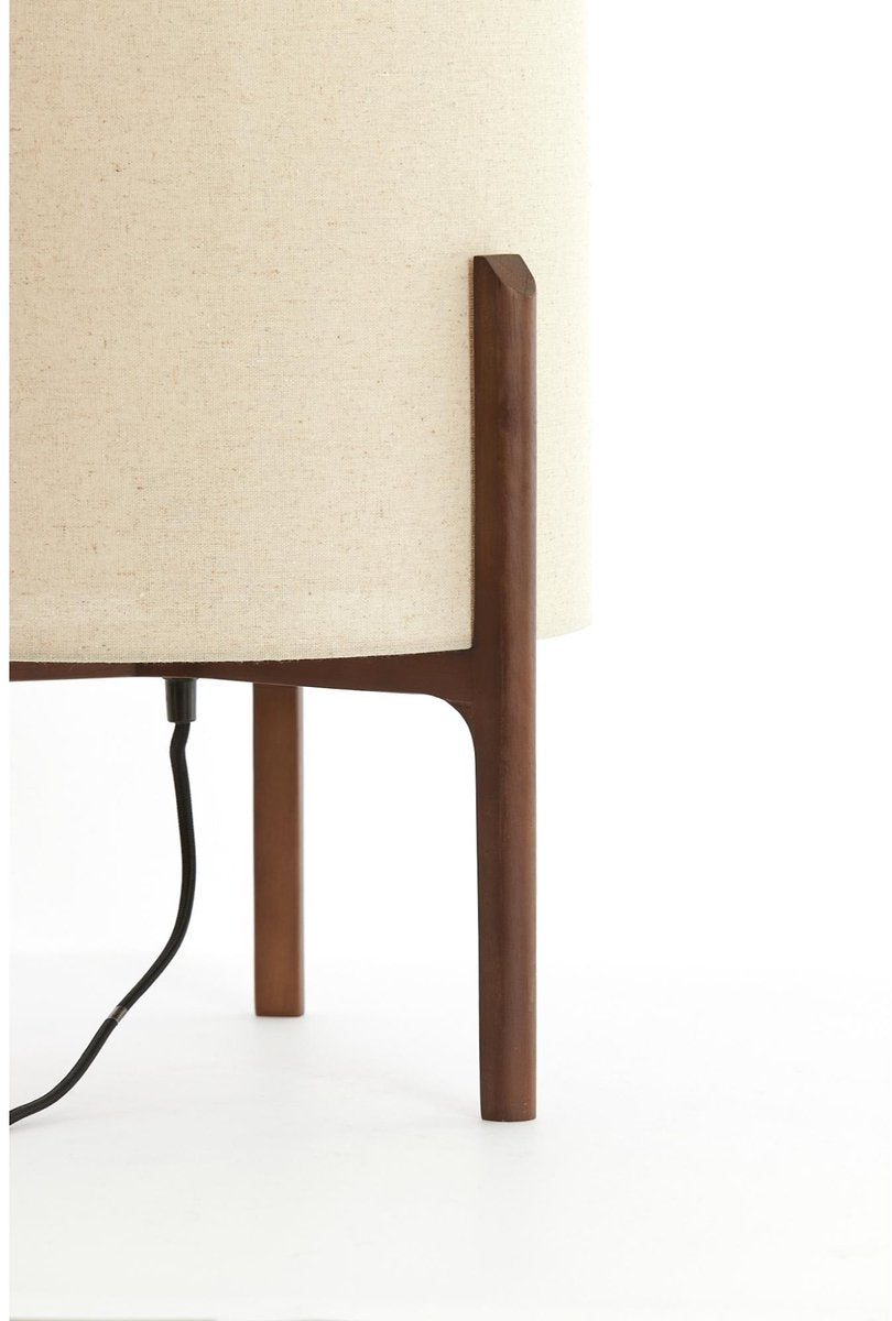 Light & Living Tischleuchte Litto - Holz dunkelbraun - Lampenschirm aus cremefarbenem Stoff Ø35cm