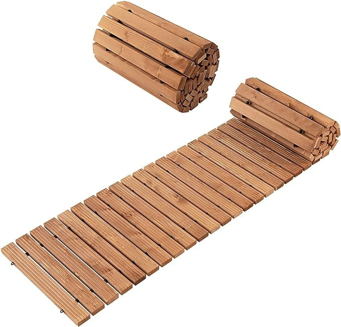 Coast Garten-HolzWeg 245 x 43 x 2 cm Abrollbares witterungsbeständiges gerades Pflaster im Außenbereich