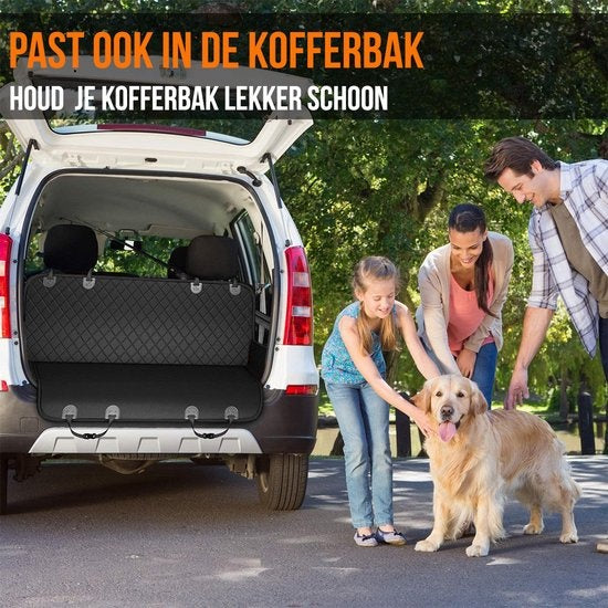 Strex Hundedecke Auto Rücksitz und Kofferraum - 137 x 147 CM - Schutzhülle - Hundedecke - Auto Autoteppich Rücksitz - Inkl. Hundeleine und Aufbewahrungstasche - SCHWARZ