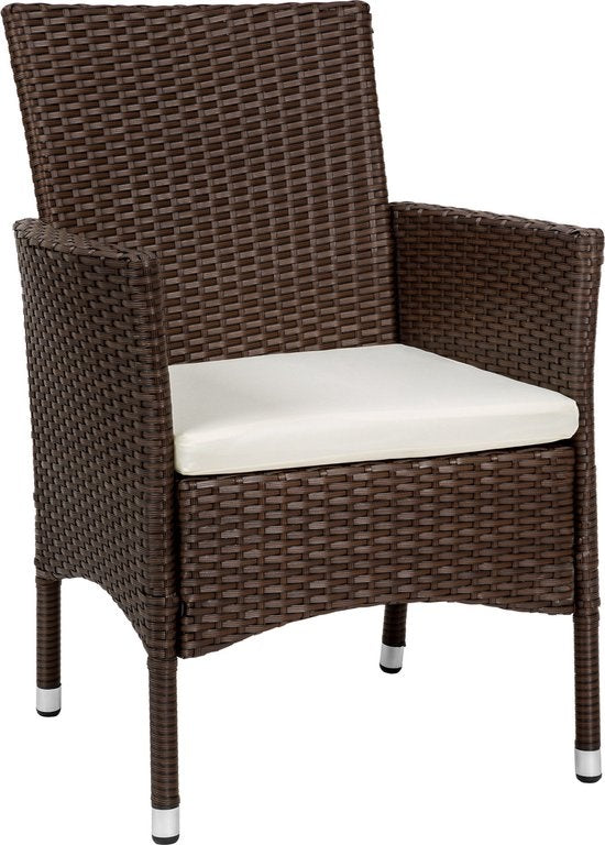 tectake - 2er Set Gartenstühle aus Korbgeflecht - inkl. 2 Sets Kissenbezüge (beige und grau) - braun - 404550 - Poly-Rattan