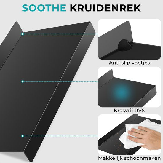 Soothe Gewürzregal Schublade - Für 24 Gewürzdosen - Ausziehbar - 6er Set - Edelstahl