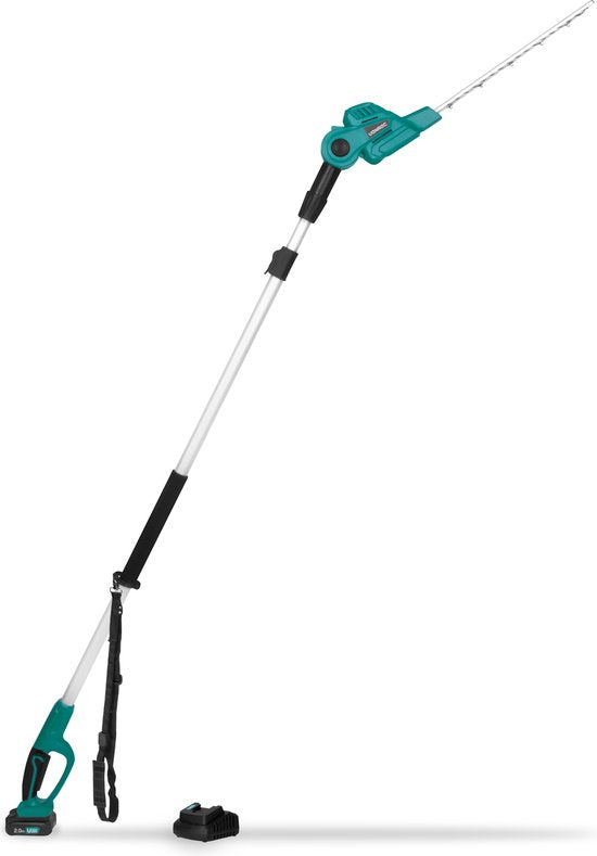 VONROC Teleskop-Accu-Heckenschere 20V - Kippbares Messer - Stufenlos einstellbar (inkl. 2.0Ah Akku und Schnellladegerät)