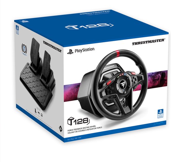 Thrustmaster T128-P – Rennlenkrad und Pedale – Force Feedback & magnetische Schaltwippen – Für PS5/PS4/PC – Kompatibel mit Forza Horizon 6 (PC)
