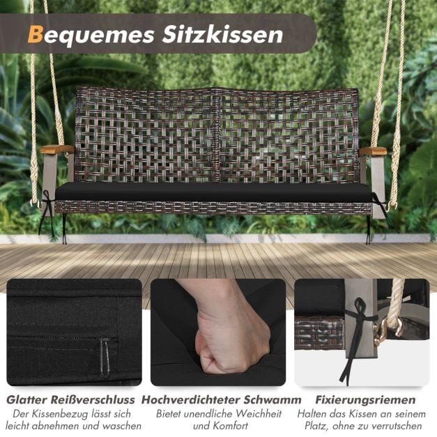 Coast 2-Sitzer-Hängesofa mit Kissen – Schwarz – 131 x 68 x 54 cm