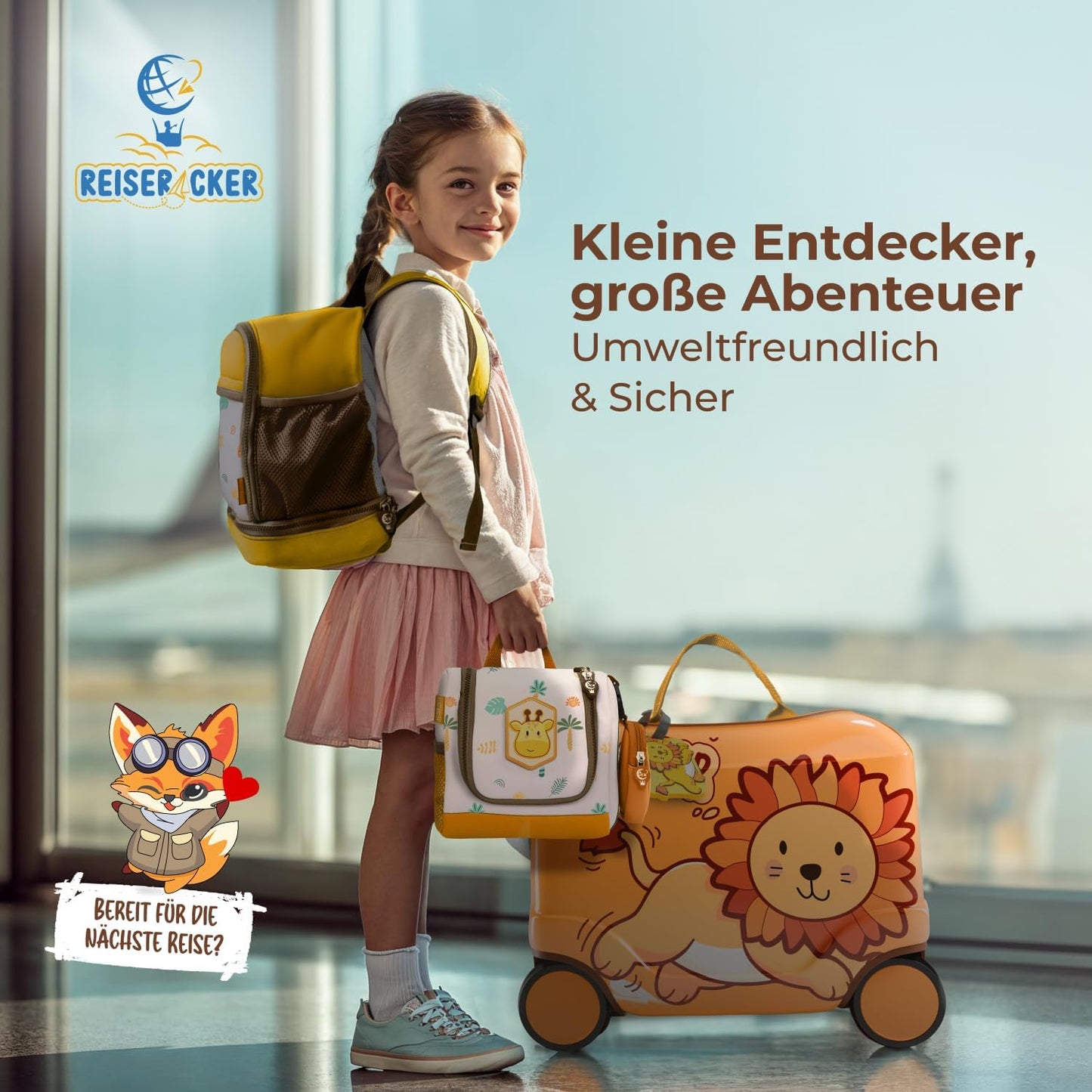 REISERACKER Kosmetiktasche für Kinder - orange - 9 x 21 x 18 cm