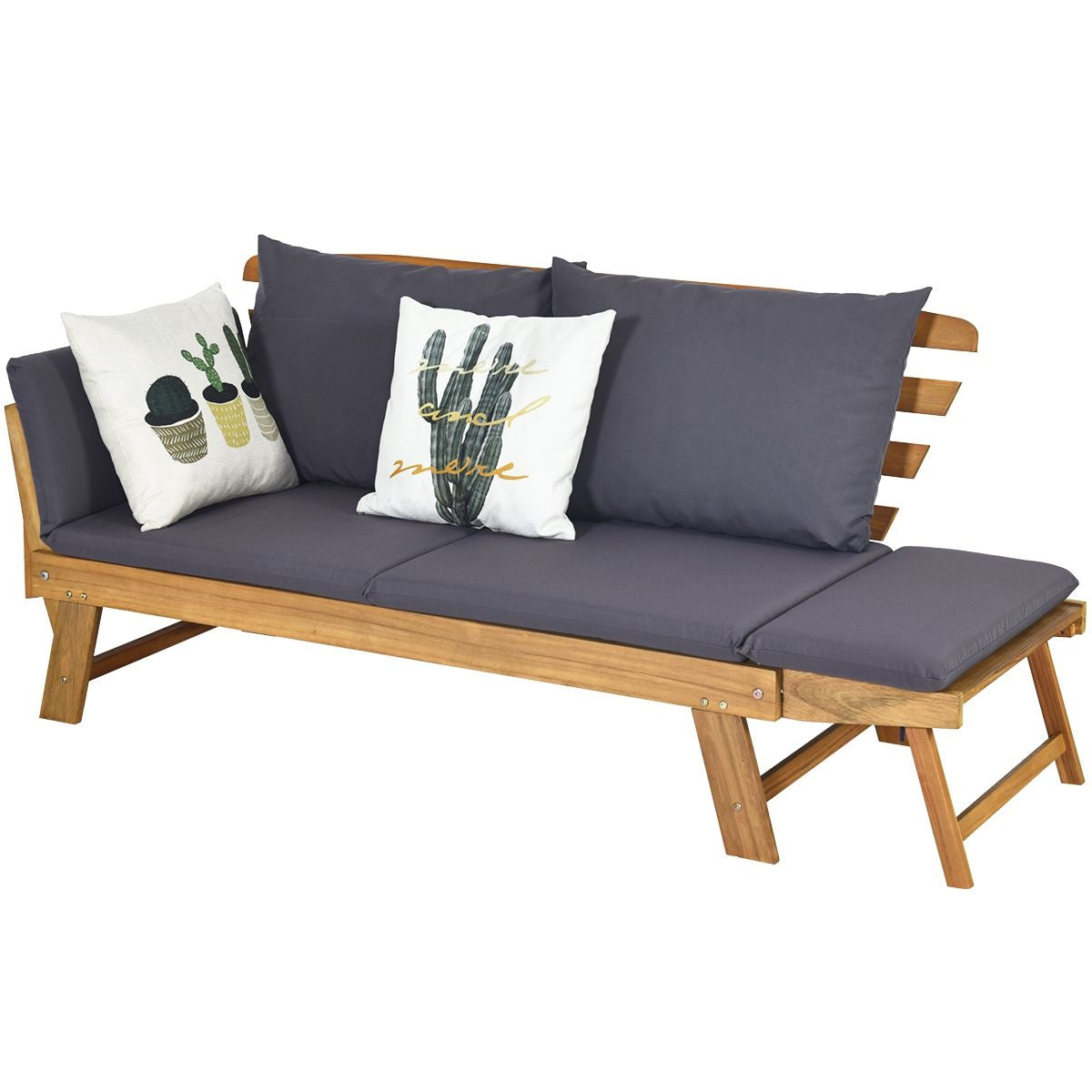 Coast Gartenbank - Schlafsofa - Inkl. Kissen - Max. 320 kg - 198 x 75 x 75 cm - Holz + Grau