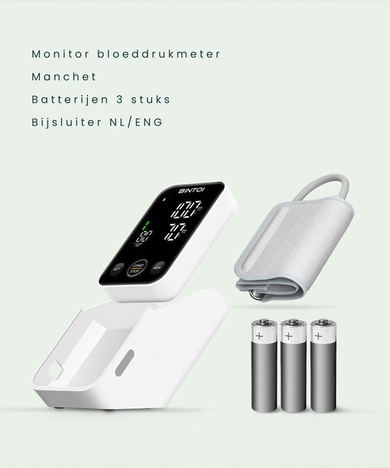 Bintoi® BX400 - Oberarm-Blutdruckmessgerät - Herzfrequenzmessgerät - Inkl. Batterien - 2 Benutzer