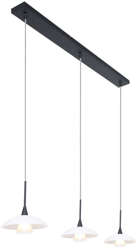 Hängeleuchte „Tallerken“ 2654ZW Schwarz – Modern, höhenverstellbar, Material: Glas und Metall, für den Innenbereich, Steinhauer